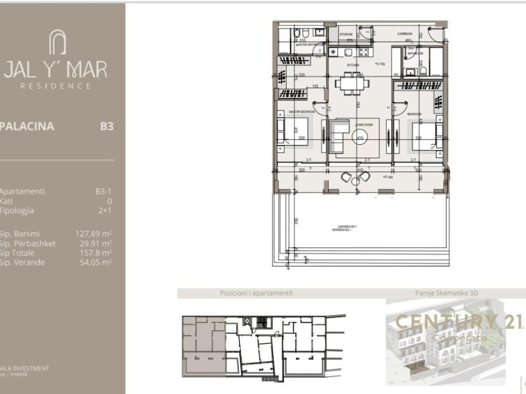 EKSKLUZIVE!!!
SHESIM APARTAMENT 2+1 ME VERANDE DHE PAMJE NGA DETI NE KOMPLEKSIN "JALY MAR" RESIDENCE. - Century 21 Alban...