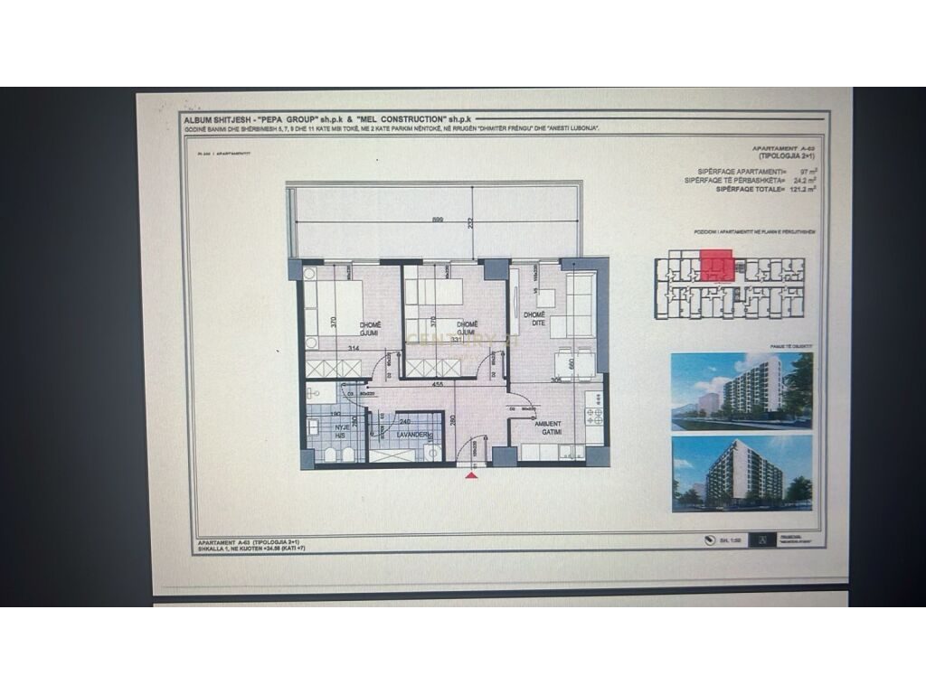 Shitet apartament 2+1