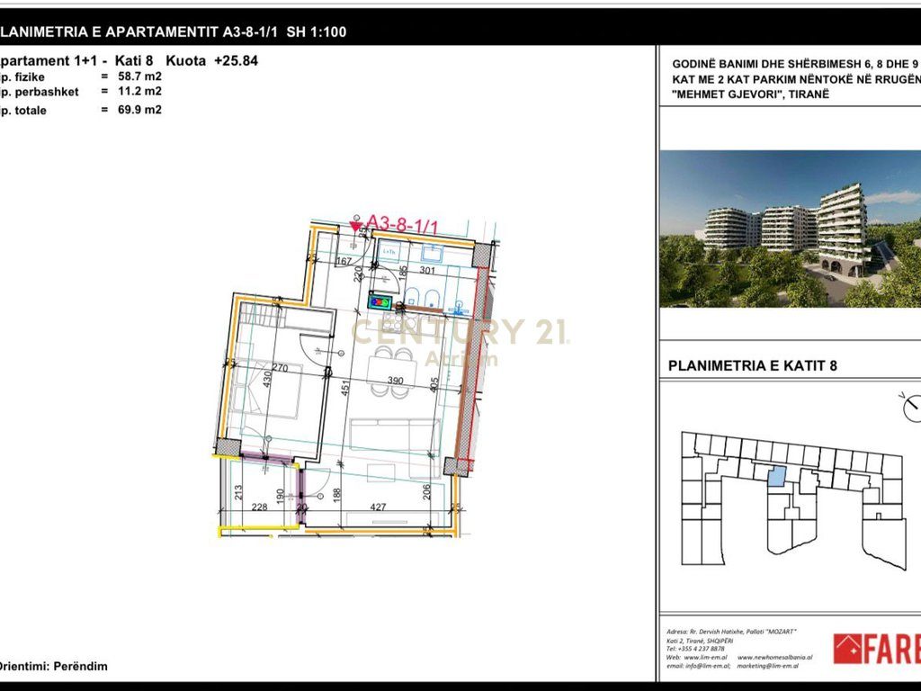 SHITET APARTAMENT 1+1 NE KOMPLEKSIN ALUNA 1, PASKUQAN!