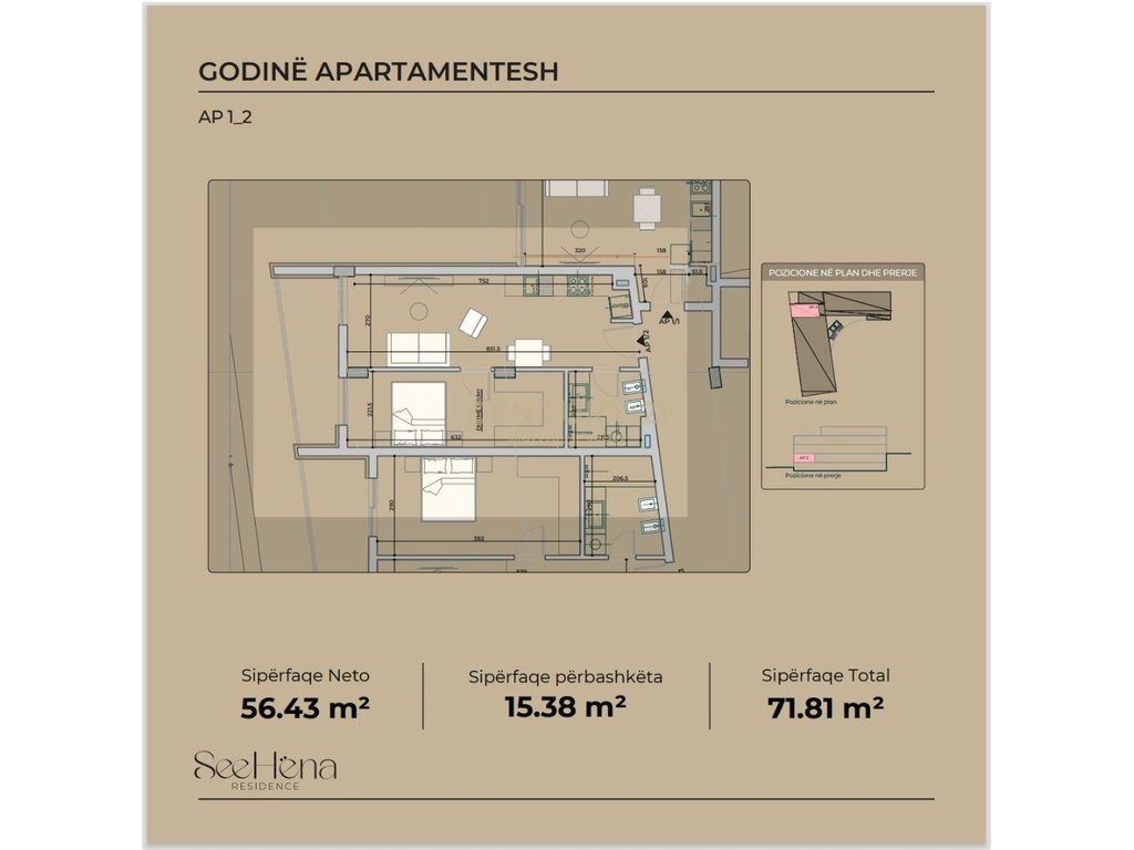 Apartament 1+1 për shitje në SeeHëna Residence- Mjull Bathore!