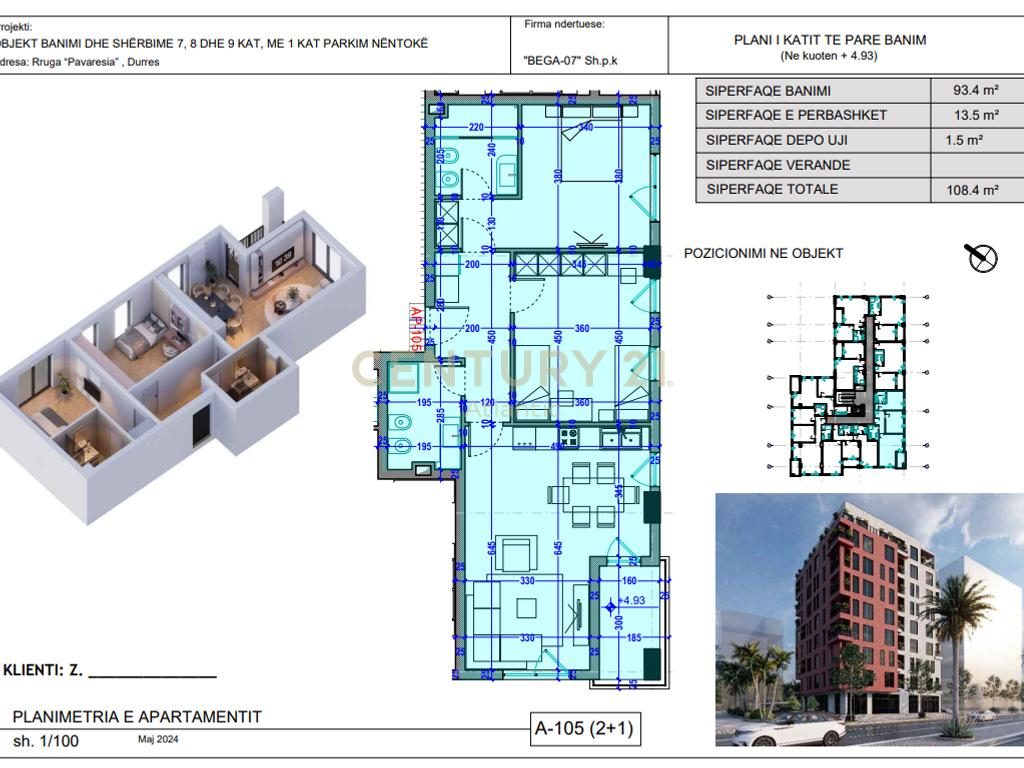 Apartament 2+2 në shitje në Plazh, Durrës - 100940€ | 108.4 m²