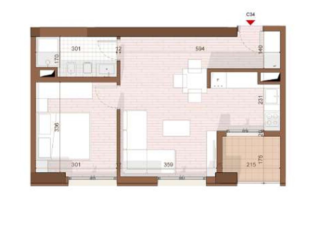 SHITET APARTAMENT 1+1 NE SHENGJIN