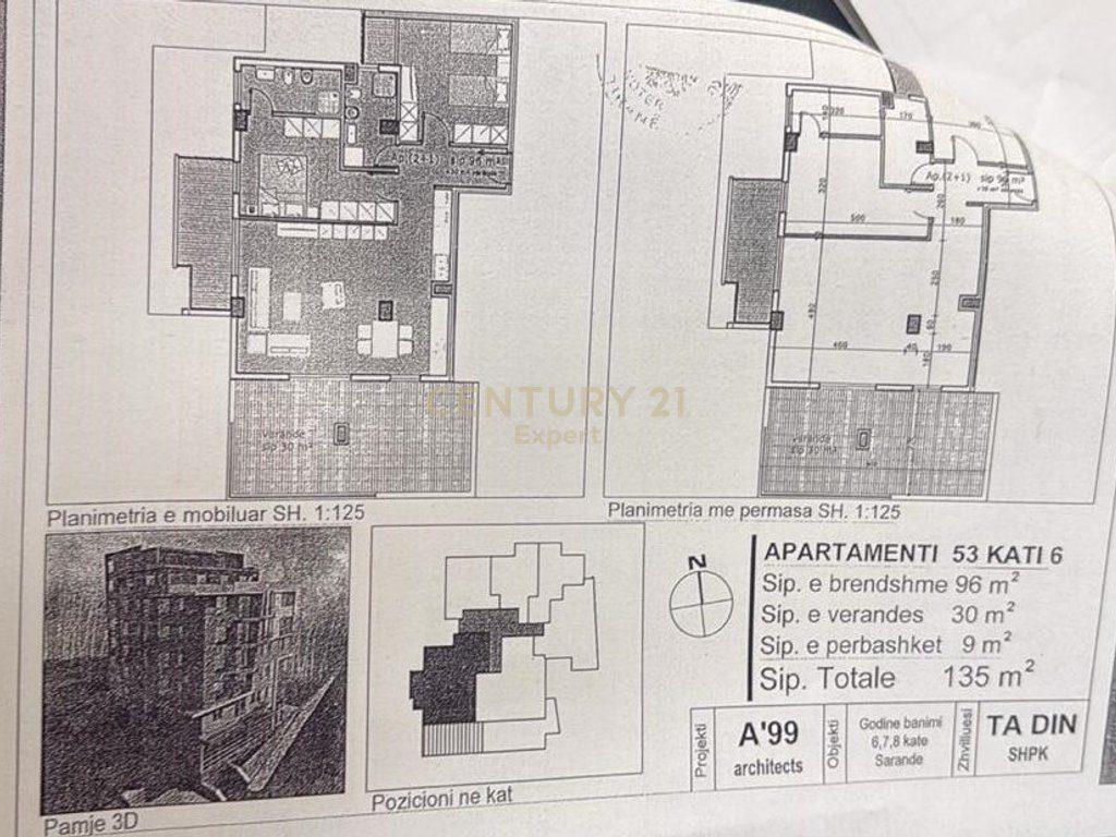 SARANDË, SHESIM APARTAMENT 2+1+2 + VERANDE  NË PORTIN E LIMIONIT