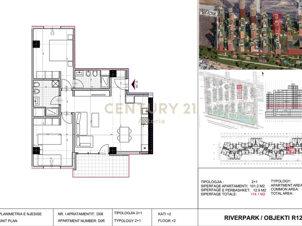 Shitet apartament 2+1+2 River Park Residence