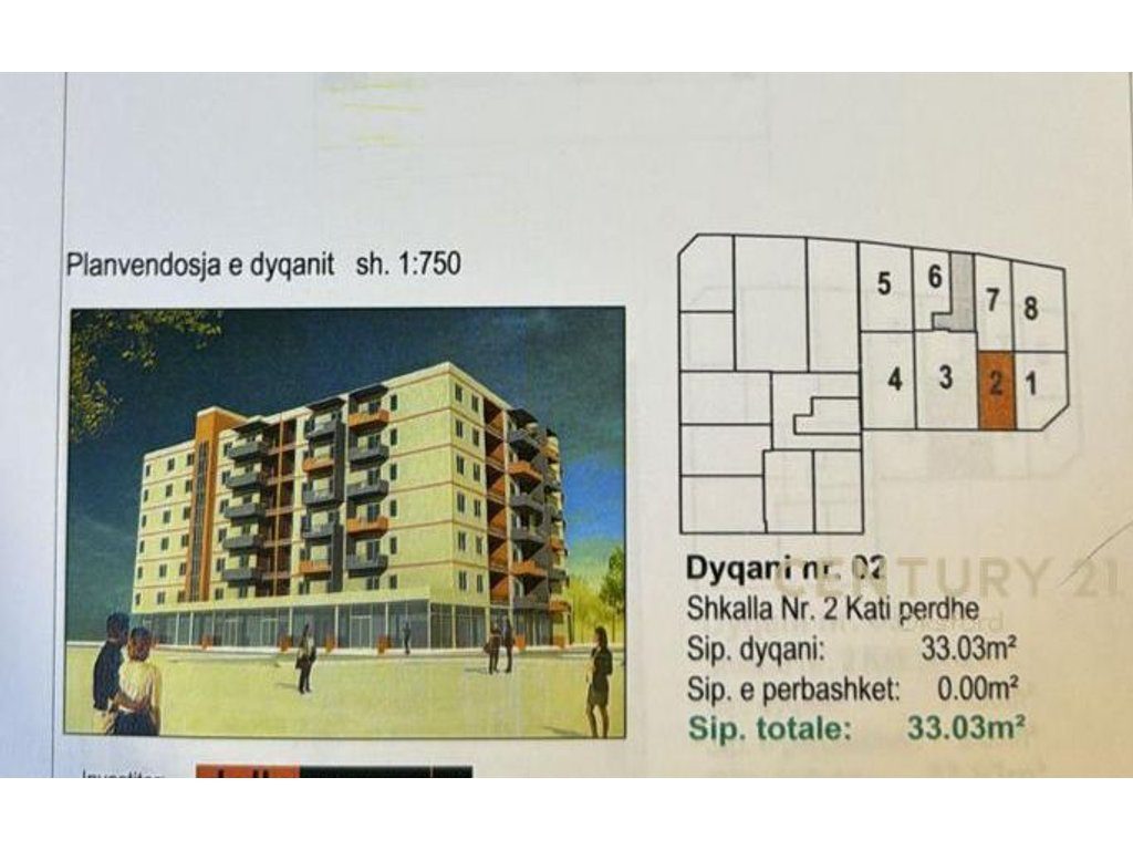 33.03 m2 SIPERFAQE TREGTARE PËR SHITJE NË ZONËN E FRESKUT.