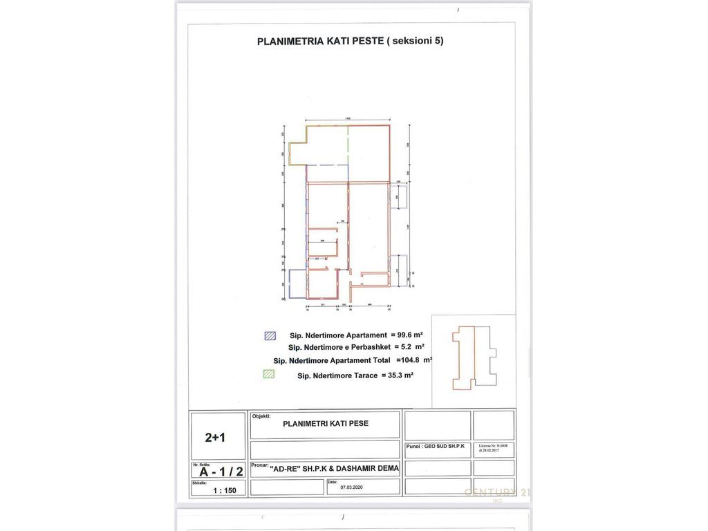 Apartament 2+1 me verande per shitje tek Uji i Ftohte