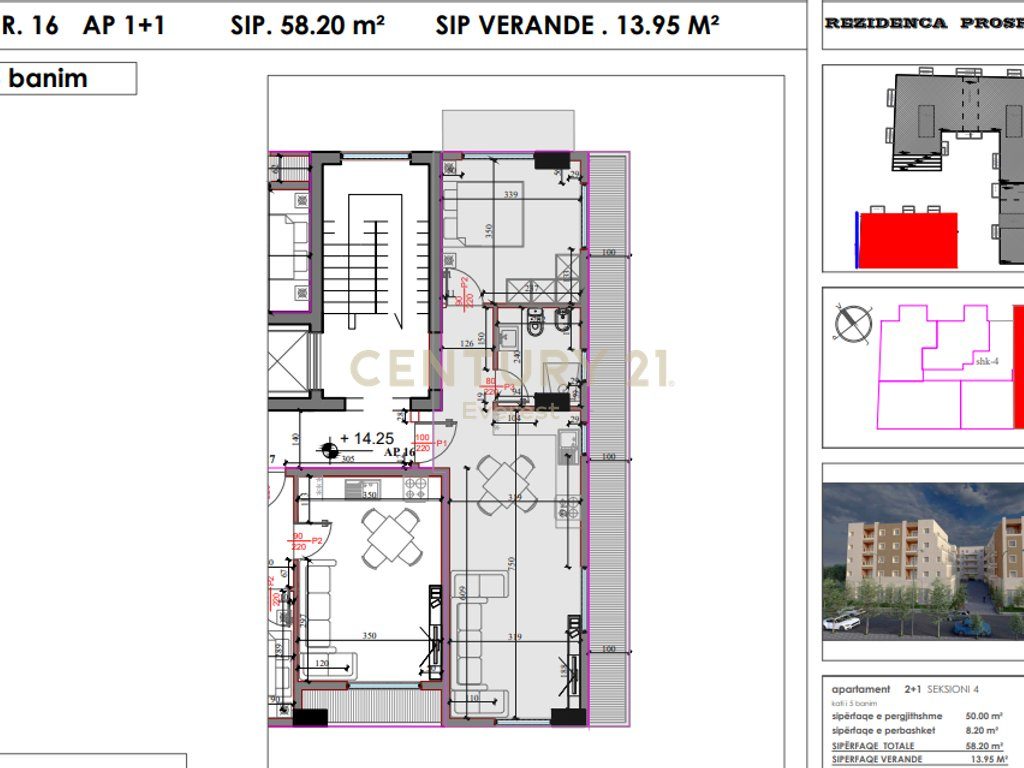 SHESIM APARTAMENT 1+1 ME VERANDE, KOMPLEKSI "KODRA E LIQENIT" NE PASKUQAN
