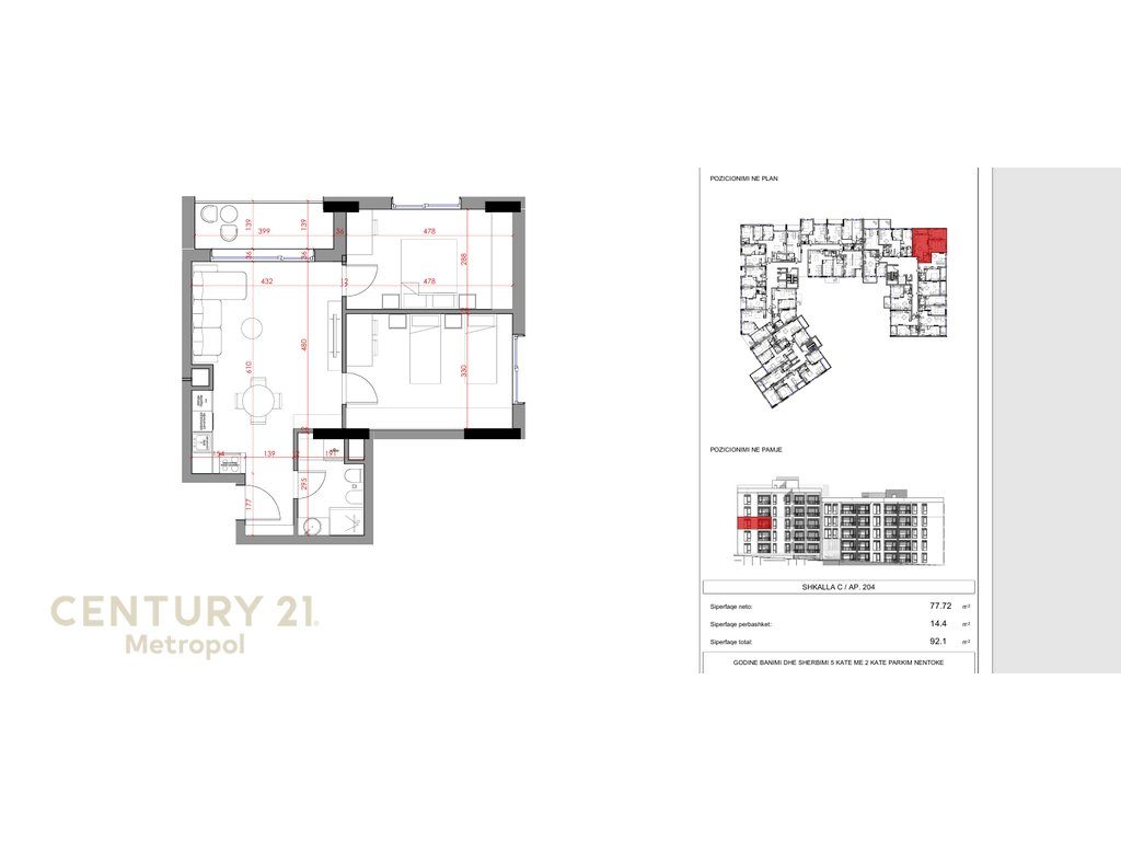 SHES APARTAMENT 2+1 NE RESIDENCEN NORTH-PASKUQAN!