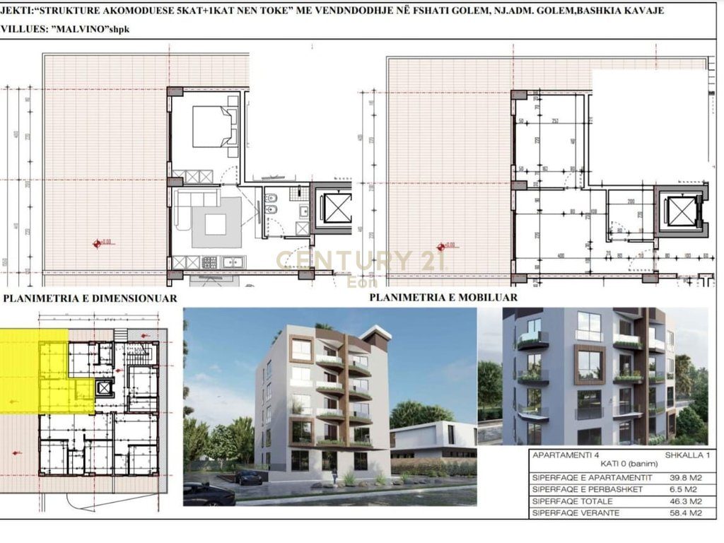 SHITET APARTAMENT 1+1 ME VERANDE  , TEK MALI ROBIT !