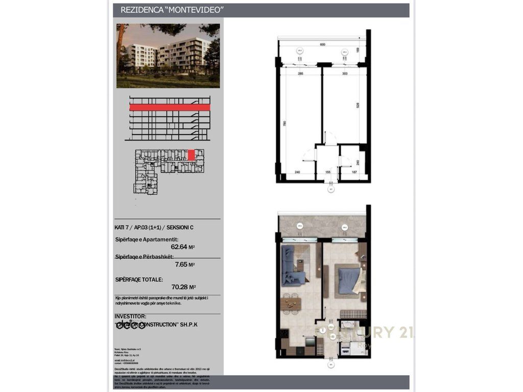 Apartament 1+1 Në Shitje në Mali i Robit, Durrës - 112,448€ | 70.28 m²