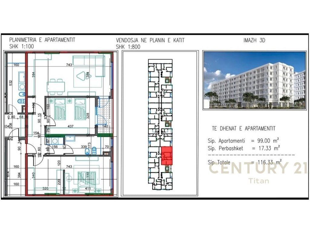 Apartament 2+1 per shitje ne Kamez