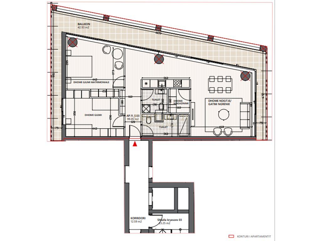 Apartament 2+1+post parkimi Vlora Marina!