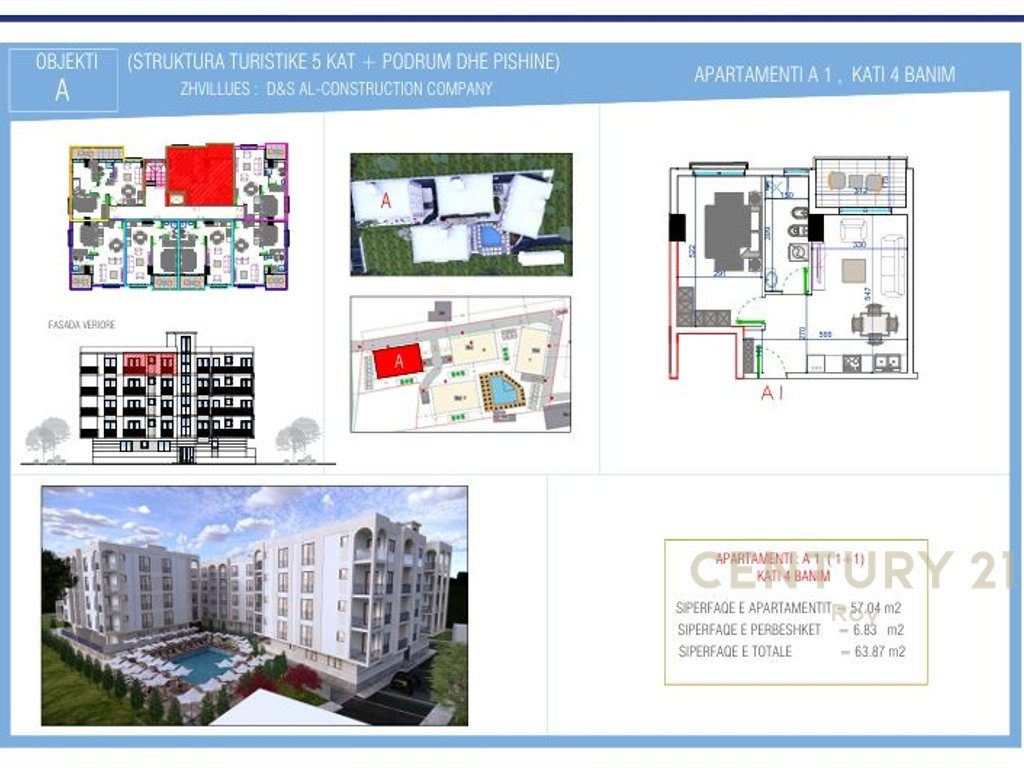 SHITET APARTAMENT 1+1 NE GOLEM TEK REZIDENCA " ORIENTAL !