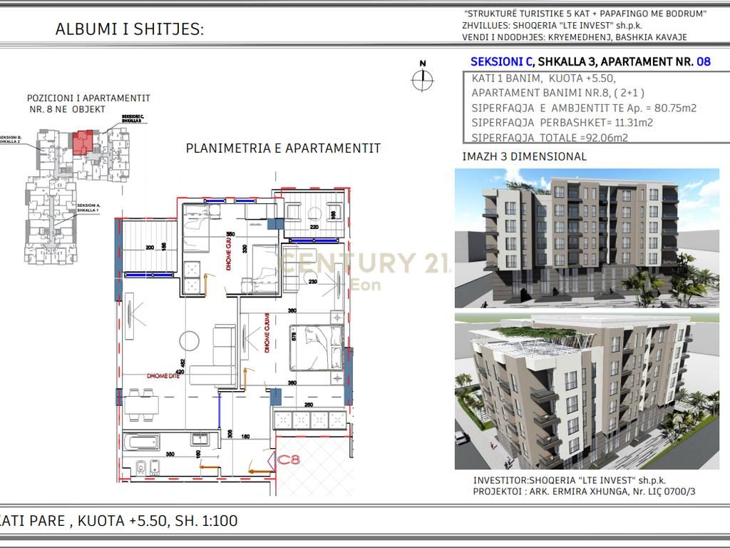 Apartament 2+2 Për Shitje në Golem - 115075€ | 92.06 m²