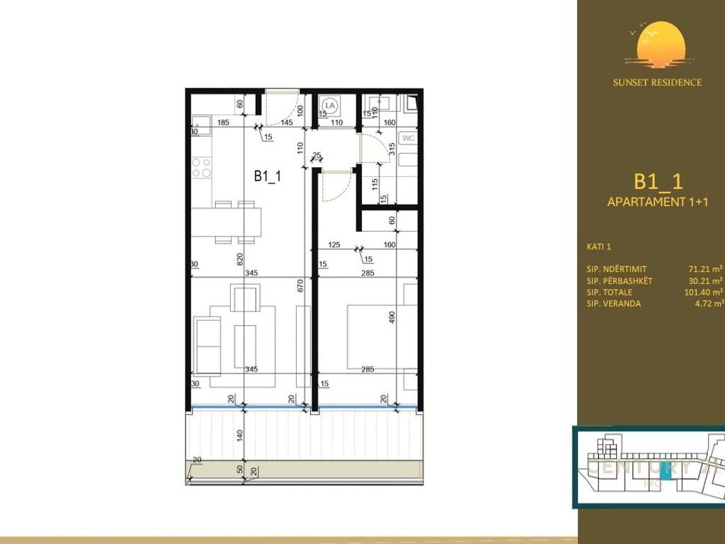 Shitet Apartament 1+1 me Verande,Depo dhe Post Parkimi ne Green Coast Village!