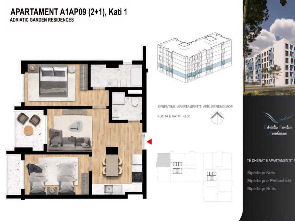 Shitet Apartament 2+1+2 tek Adriatic Garden Residence, Golem
