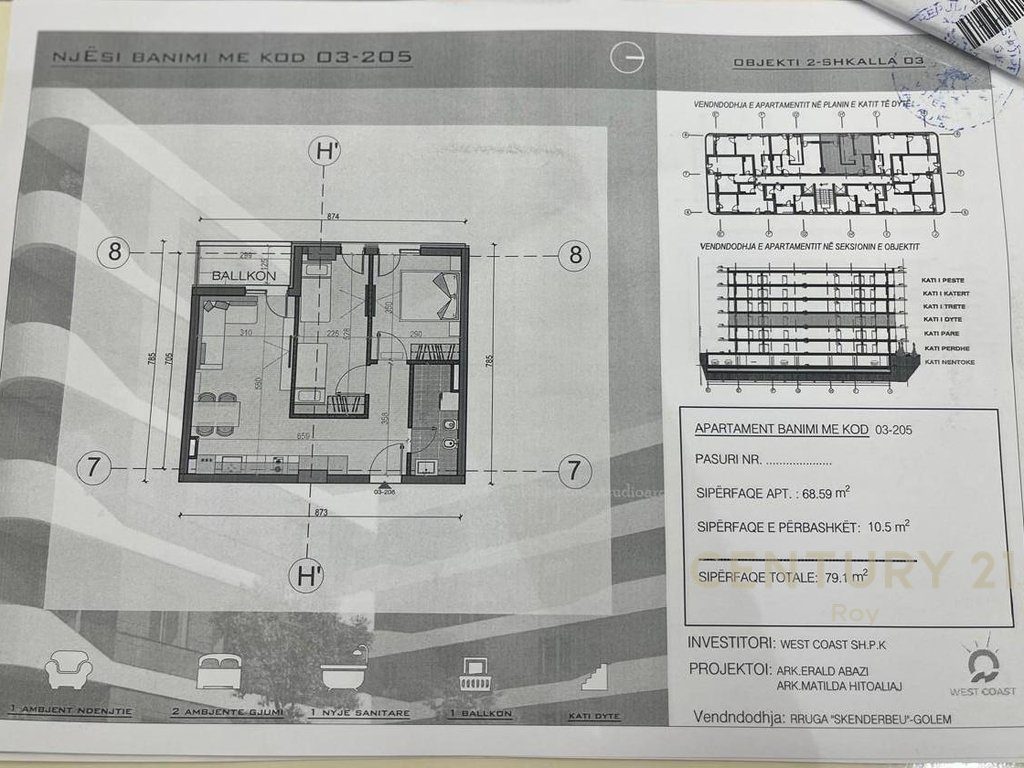 Shitet apartament 2+1, ndertim i ri në Mali i Robit,Golem
