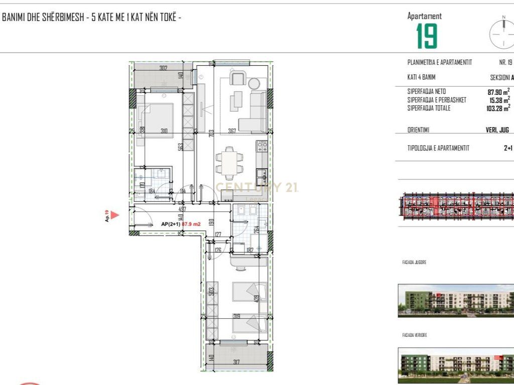 Shitet Apartament 2+1 në Kamëz