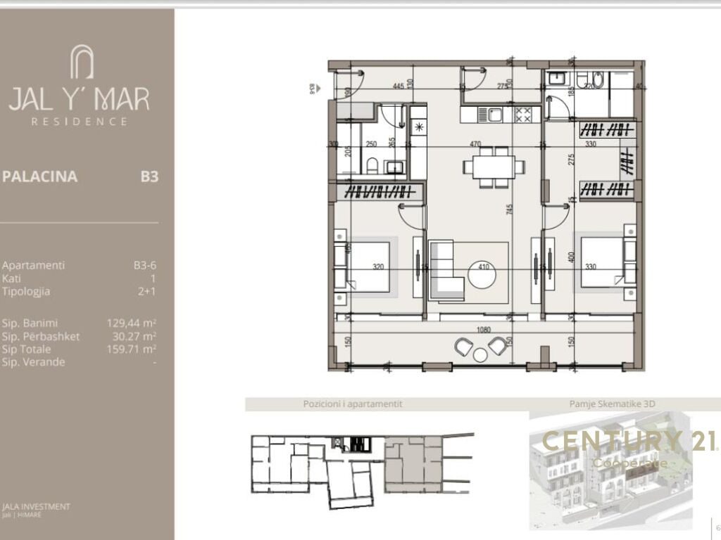 EKSKLUZIVE!!!
SHESIM APARTAMENT 2+1 ME PAMJE NGA DETI NE KOMPLEKSIN "JAL Y MAR" RESIDENCE.